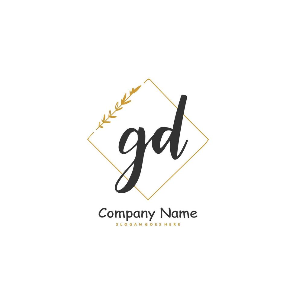 gd eerste handschrift en handtekening logo ontwerp met cirkel. mooi ontwerp handgeschreven logo voor mode, team, bruiloft, luxe logo. vector