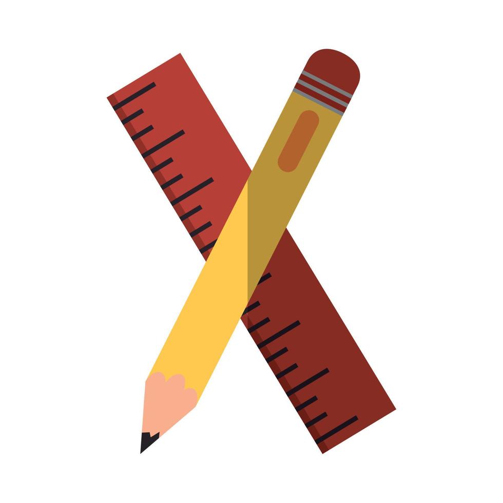school- onderwijs gekruiste potlood en heerser schrijfbehoeften vlak icoon met schaduw vector