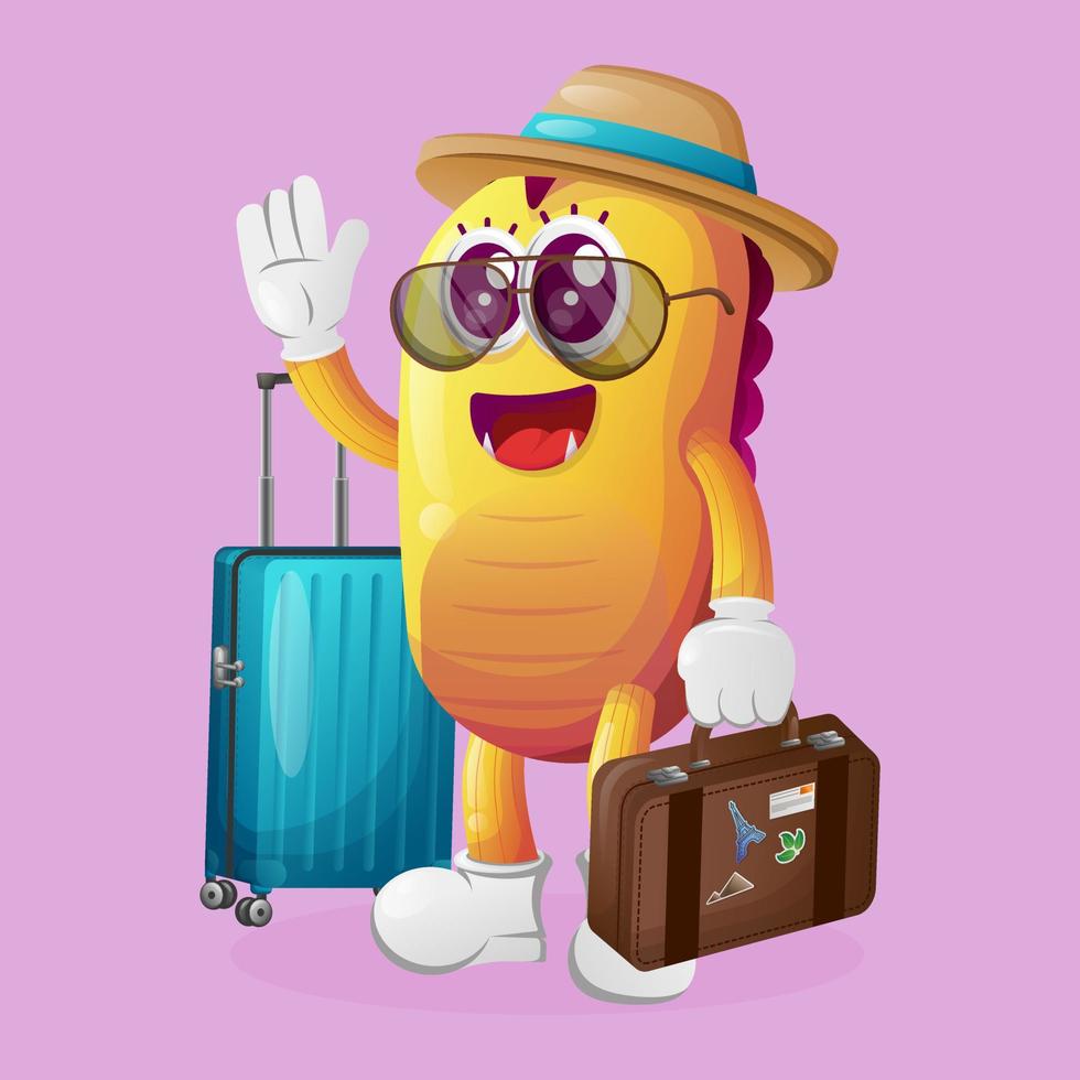 schattig geel monster Aan vakantie vector