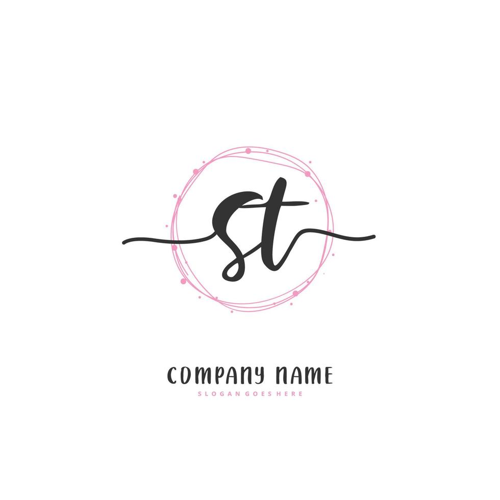 st eerste handschrift en handtekening logo ontwerp met cirkel. mooi ontwerp handgeschreven logo voor mode, team, bruiloft, luxe logo. vector