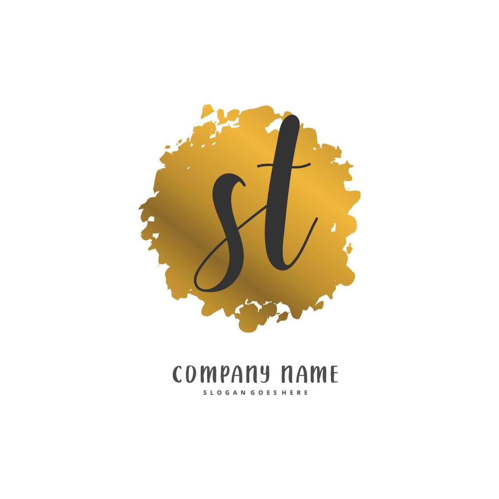 st eerste handschrift en handtekening logo ontwerp met cirkel. mooi ontwerp handgeschreven logo voor mode, team, bruiloft, luxe logo. vector