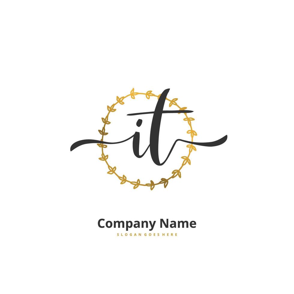 het eerste handschrift en handtekening logo ontwerp met cirkel. mooi ontwerp handgeschreven logo voor mode, team, bruiloft, luxe logo. vector