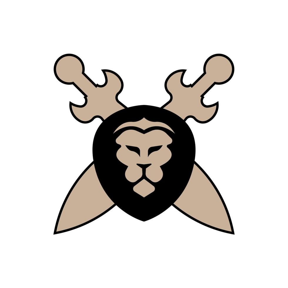 leeuw hoofd gezicht in een schild icoon logo vector