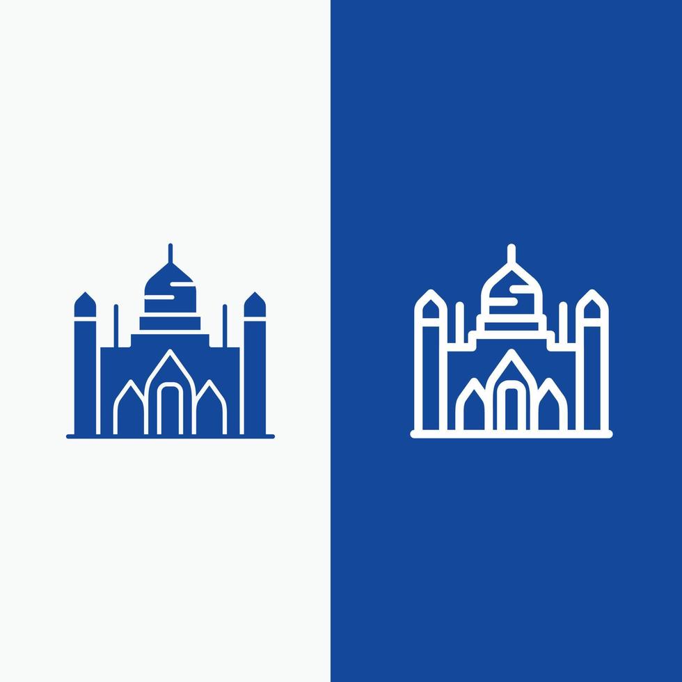 aurangabad fort Bangladesh Dhaka lalbagh lijn en glyph solide icoon blauw banier lijn en glyph solide vector