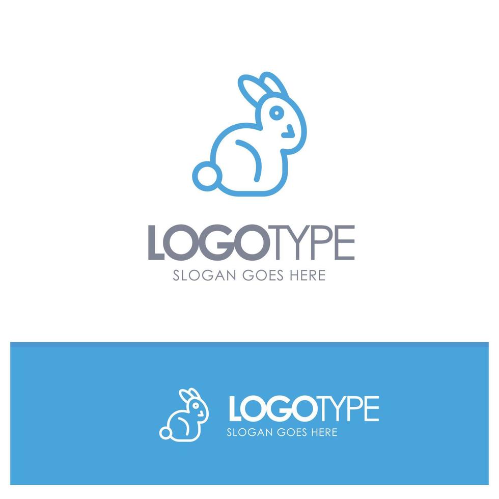 konijn Pasen konijn blauw schets logo plaats voor slogan vector