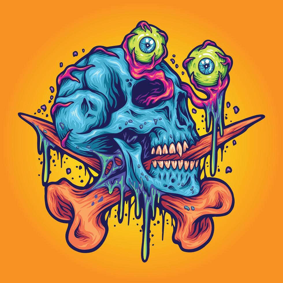 eng monster schedel oogbollen vector illustraties voor uw werk logo, mascotte handelswaar t-shirt, stickers en etiket ontwerpen, poster, groet kaarten reclame bedrijf bedrijf of merken.