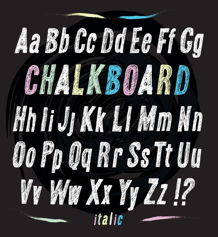 schoolbord lettertype. hand- trek alfabet. vector