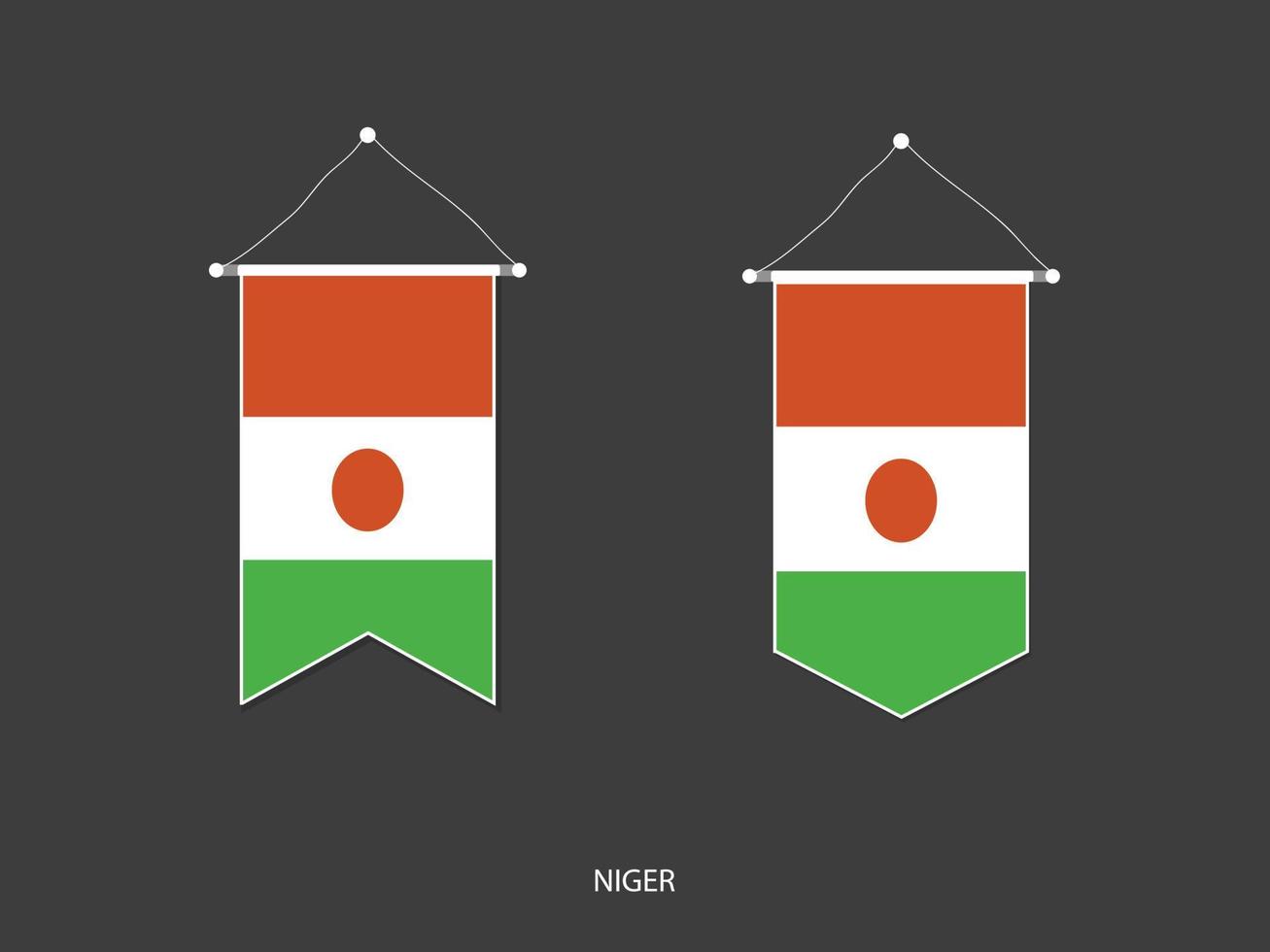 Niger vlag in divers vorm geven aan, voetbal vlag wimpel vector ,vector illustratie.