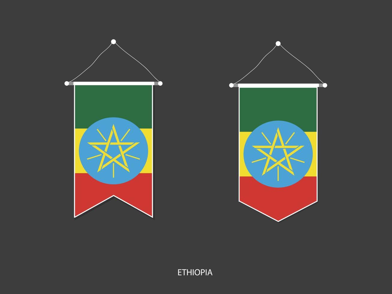 Ethiopië vlag in divers vorm geven aan, voetbal vlag wimpel vector ,vector illustratie.