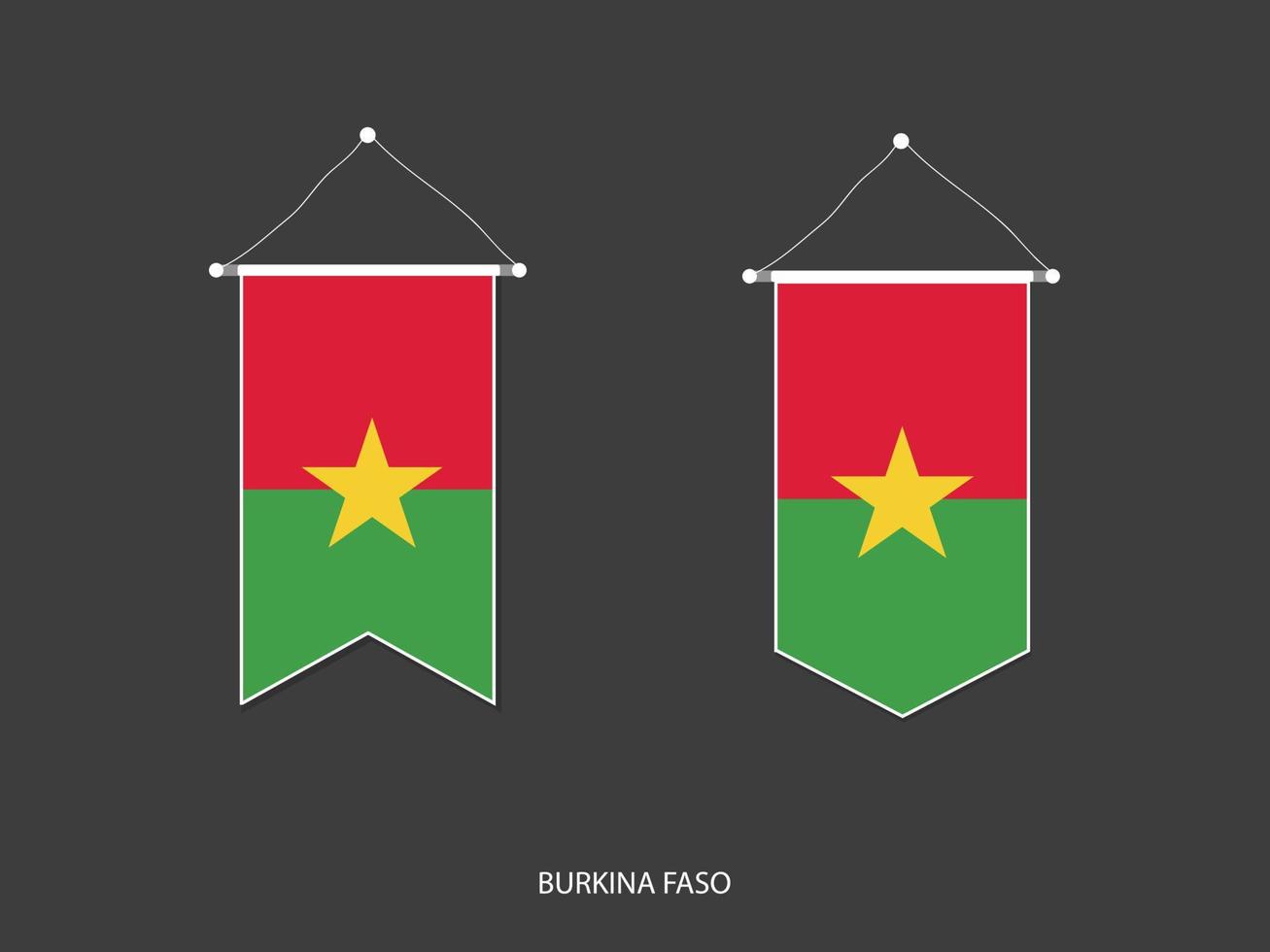 Burkina faso vlag in divers vorm geven aan, voetbal vlag wimpel vector ,vector illustratie.