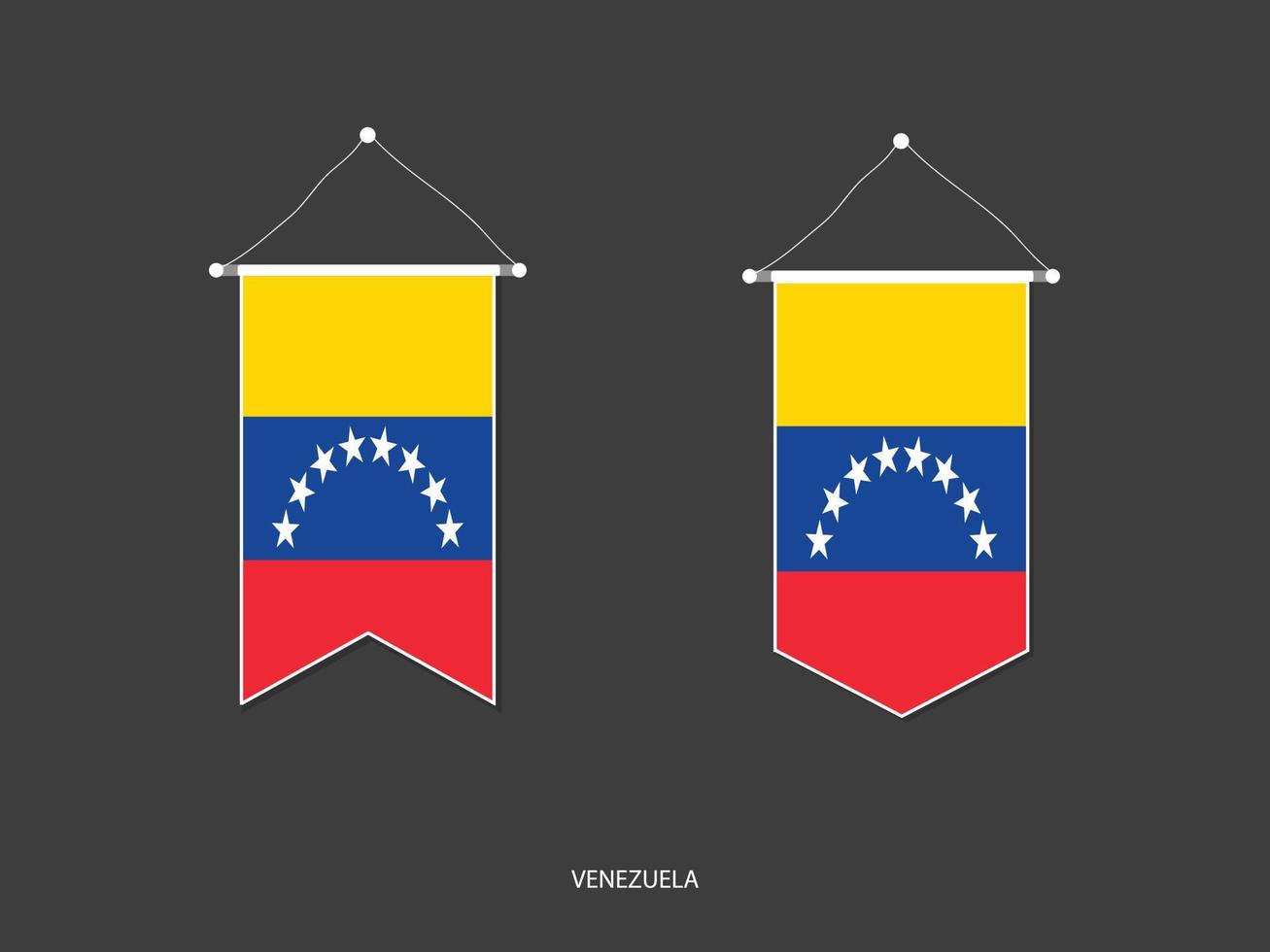 Venezuela vlag in divers vorm geven aan, voetbal vlag wimpel vector ,vector illustratie.