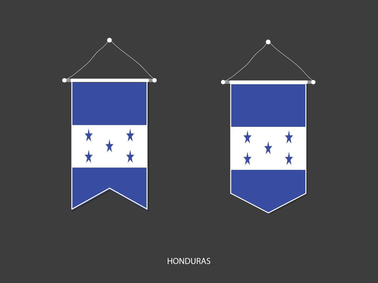 Honduras vlag in divers vorm geven aan, voetbal vlag wimpel vector ,vector illustratie.