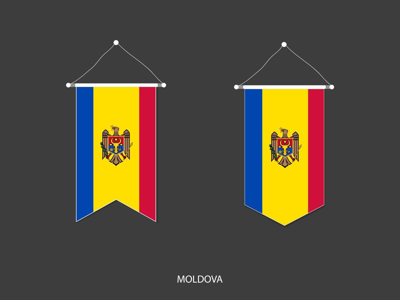 Moldavië vlag in divers vorm geven aan, voetbal vlag wimpel vector ,vector illustratie.