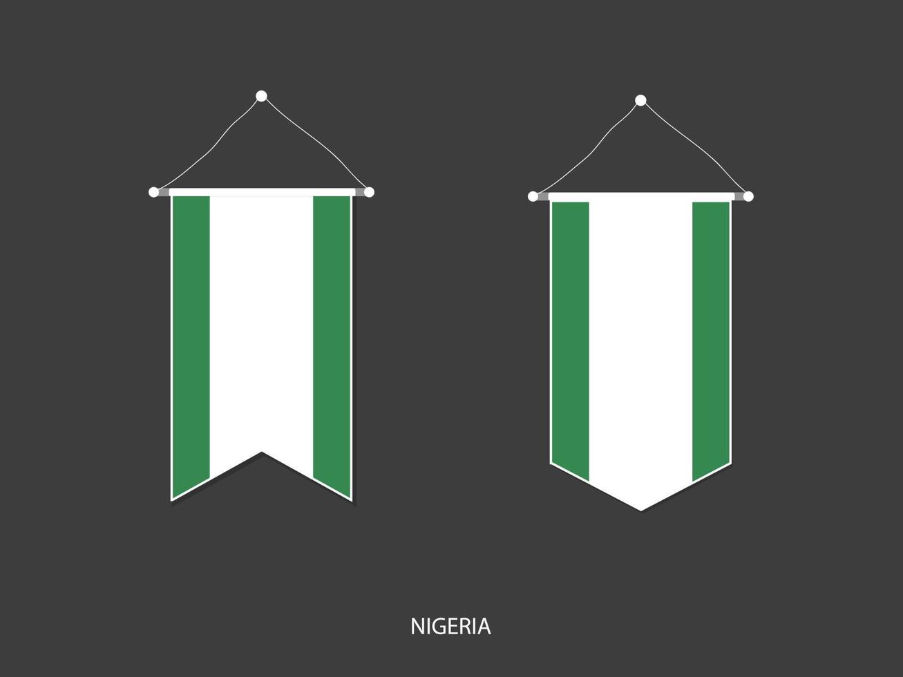 Nigeria vlag in divers vorm geven aan, voetbal vlag wimpel vector ,vector illustratie.