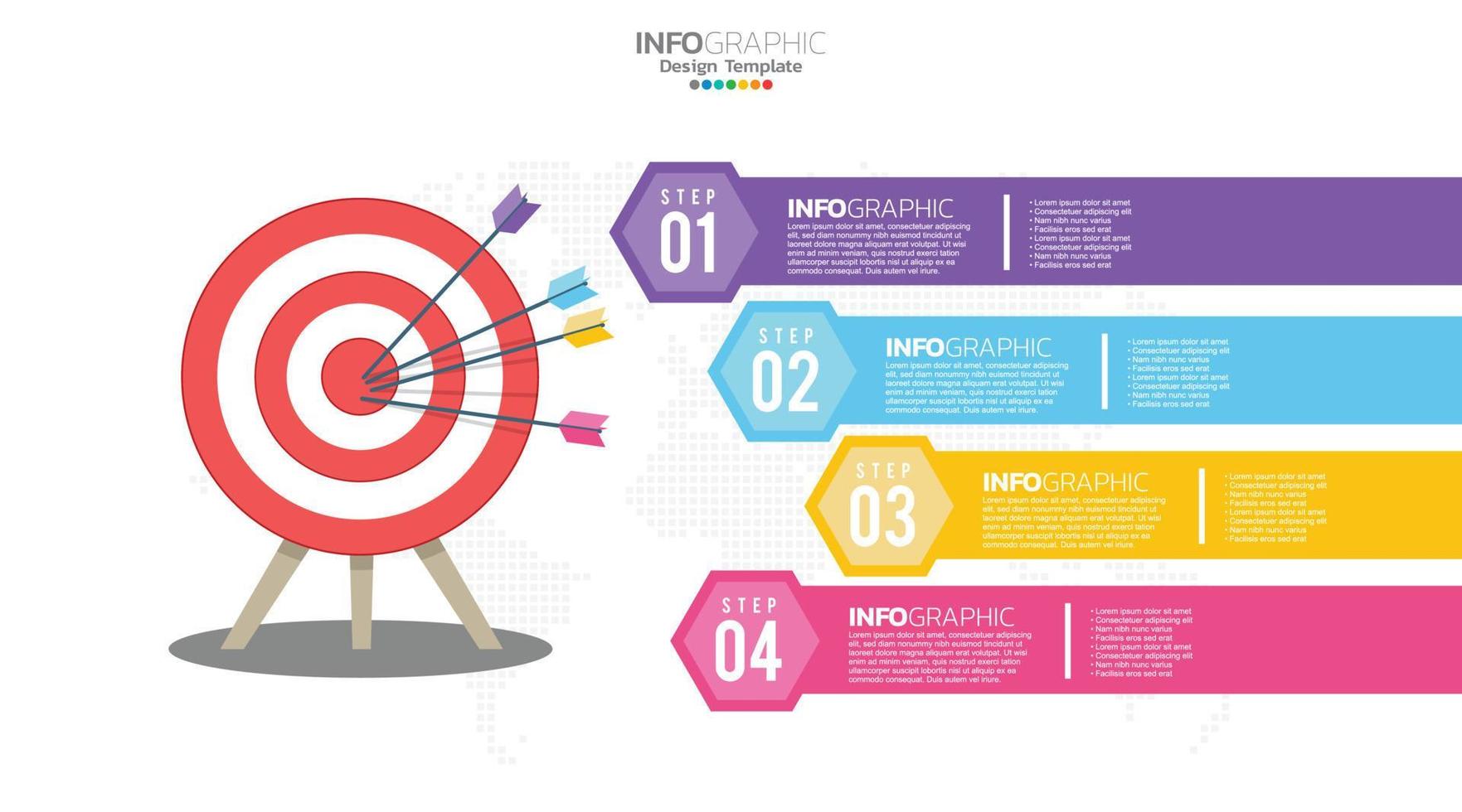 doelwit met vier stappen naar uw doel infographic sjabloon voor web, bedrijf, presentaties. vector