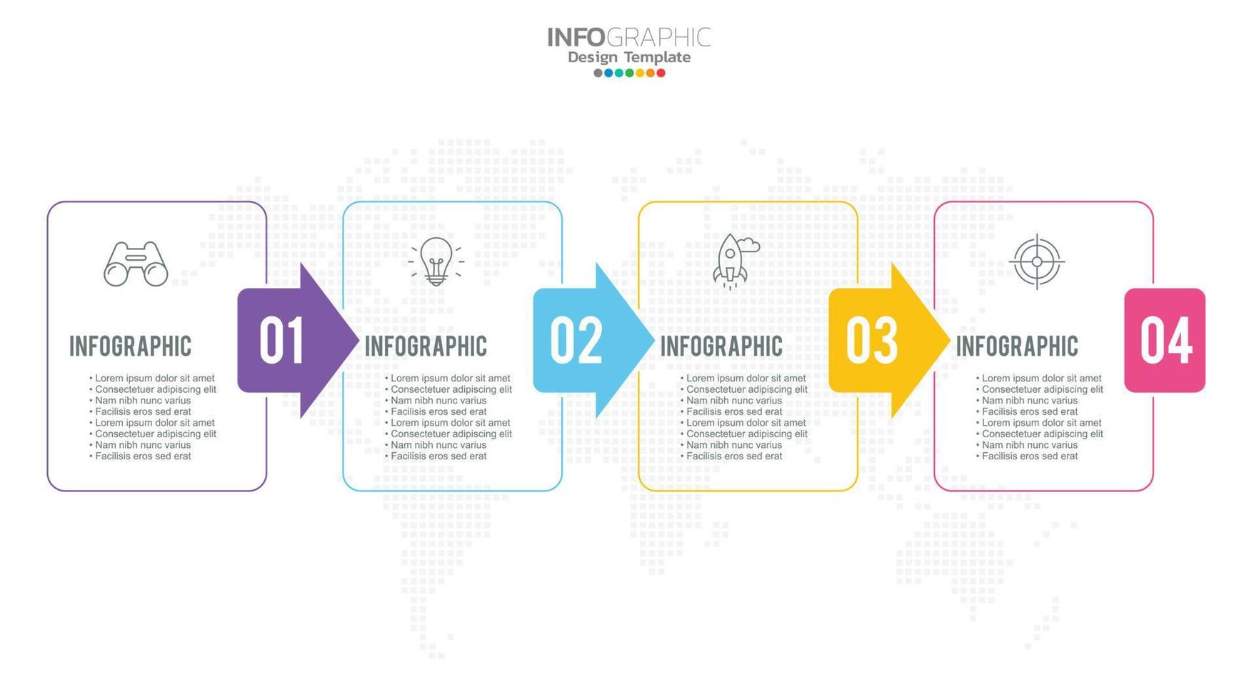 4 stappen infographic ontwerp sjabloon met pictogrammen en werkwijze. vector