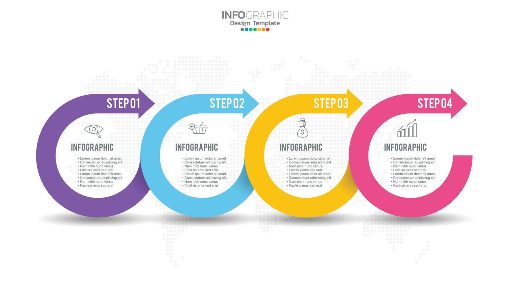 4 stappen infographic ontwerp sjabloon met pictogrammen en werkwijze. vector