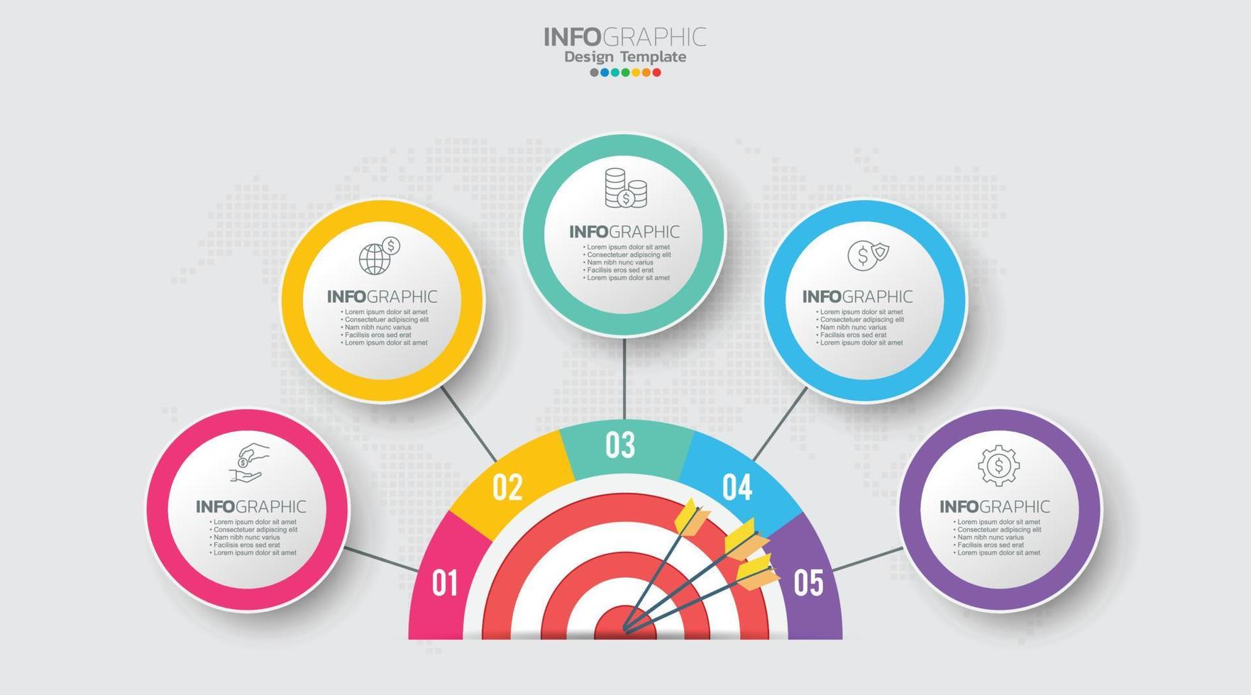 doelwit met zes stappen naar uw doel infographic sjabloon voor web, bedrijf, presentaties. vector