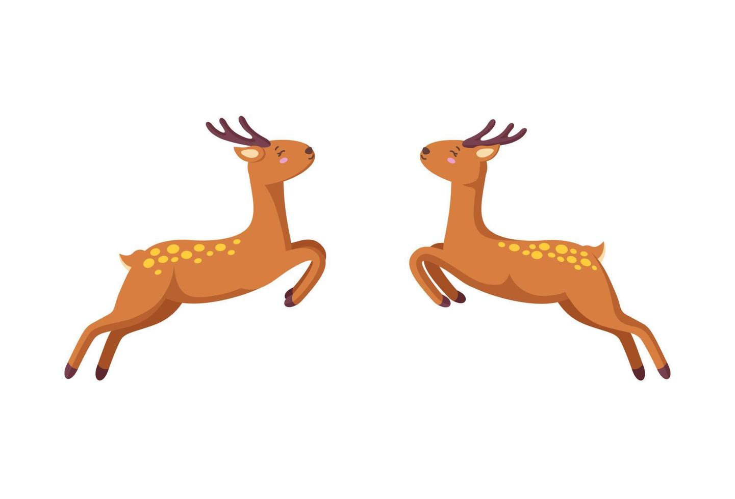 twee rendieren jumping naar elk ander. bos- herten in tekenfilm stijl. vector illustratie