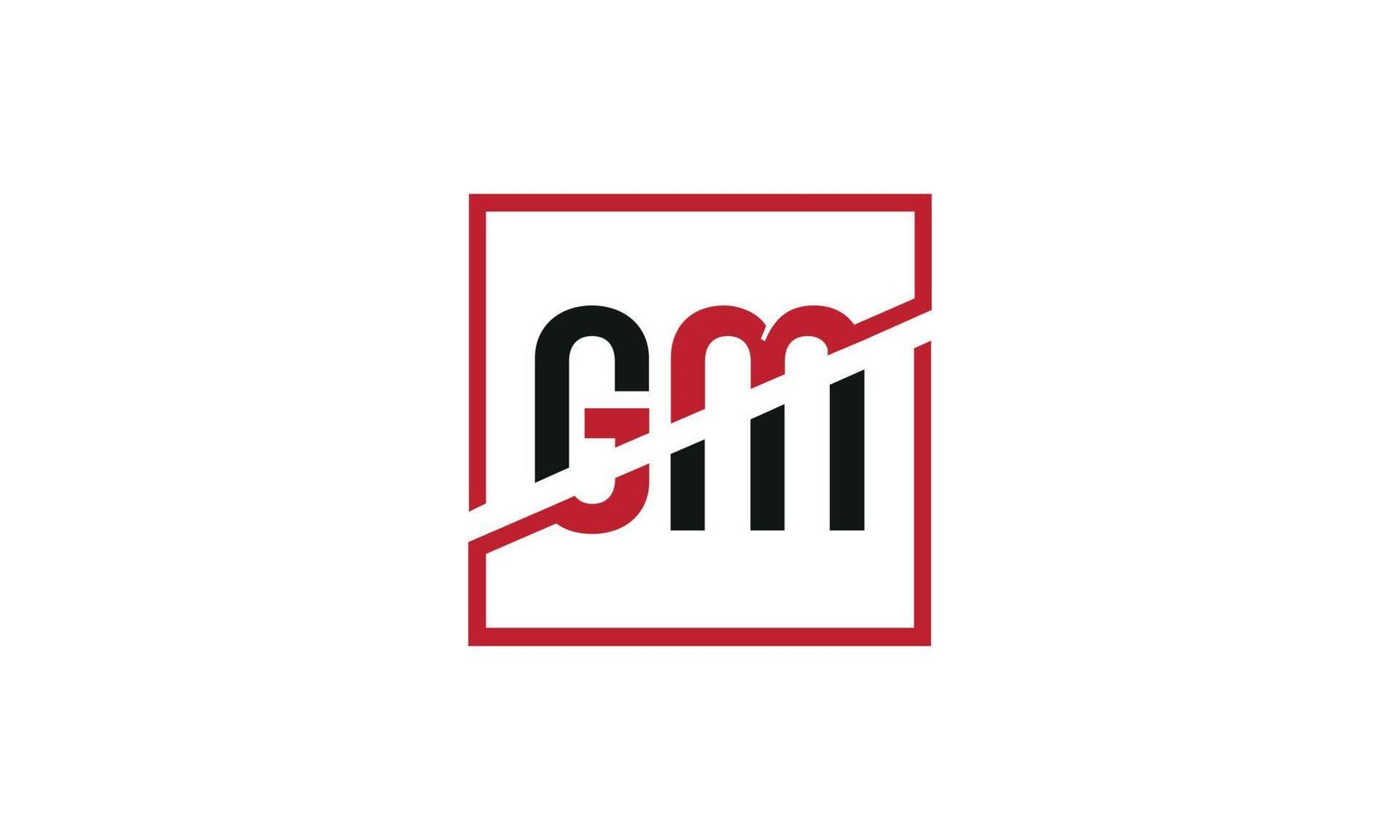 gm logo ontwerp. eerste gm brief logo monogram ontwerp in zwart en rood kleur met plein vorm geven aan. pro vector