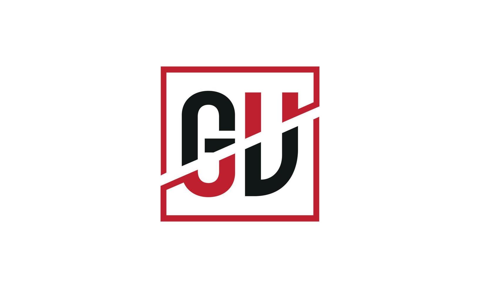 gv logo ontwerp. eerste gv brief logo monogram ontwerp in zwart en rood kleur met plein vorm geven aan. pro vector