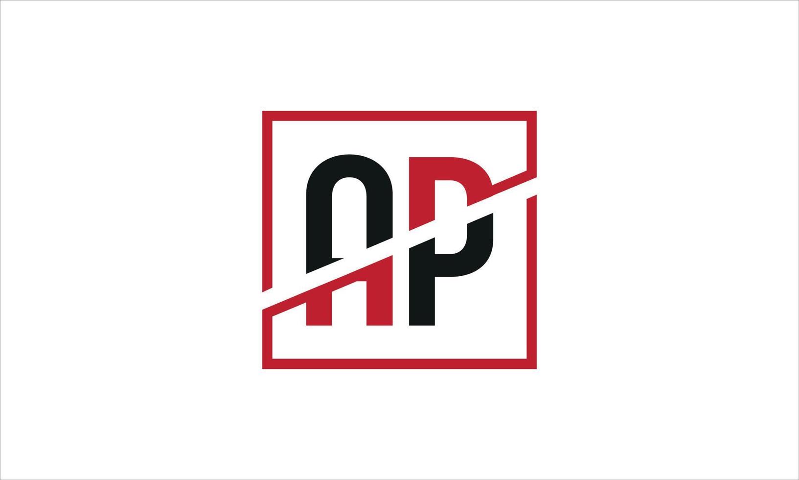 ap logo ontwerp. eerste ap brief logo monogram ontwerp in zwart en rood kleur met plein vorm geven aan. pro vector