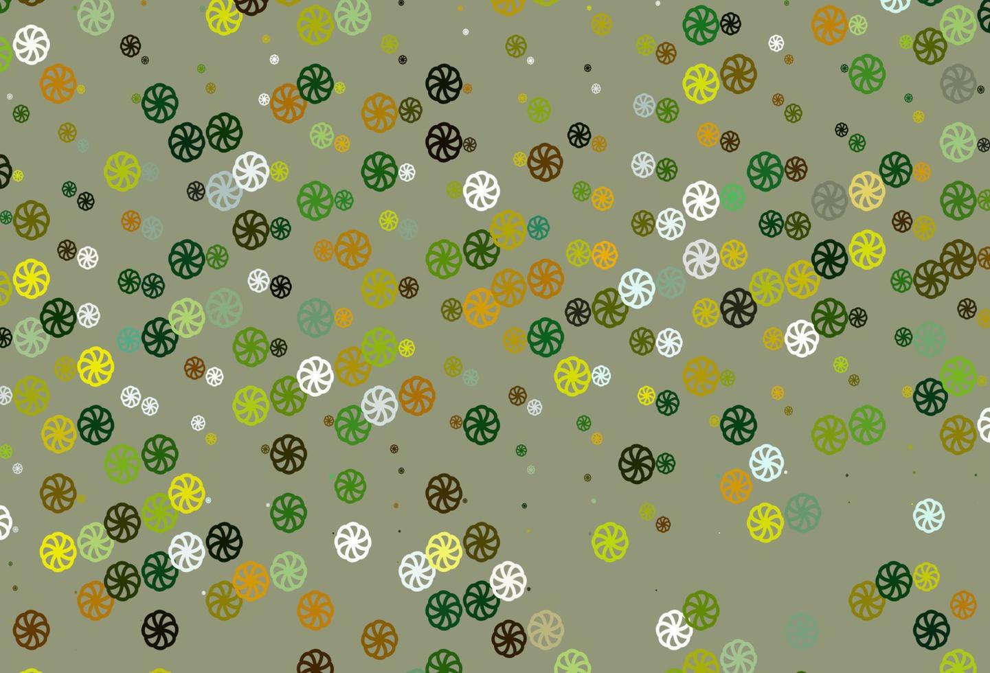 lichtgroene, gele vectorlay-out met heldere sneeuwvlokken. vector