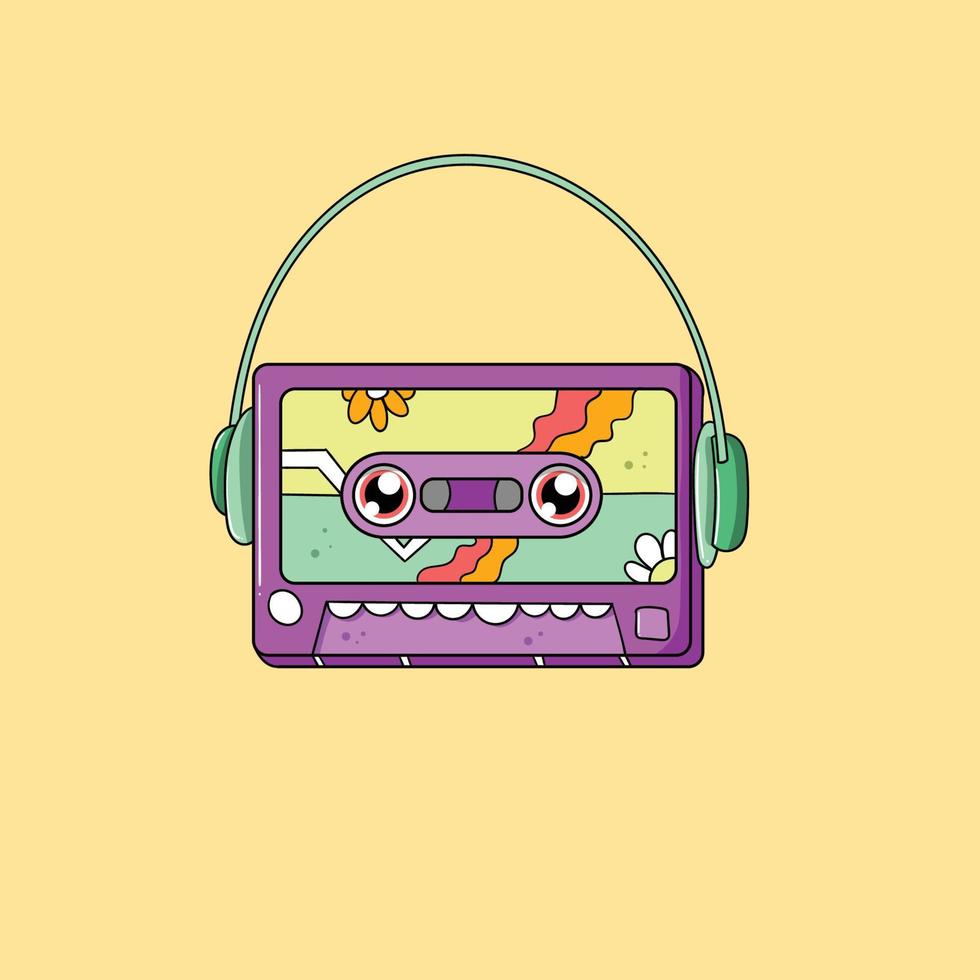 casette monster schattig vector