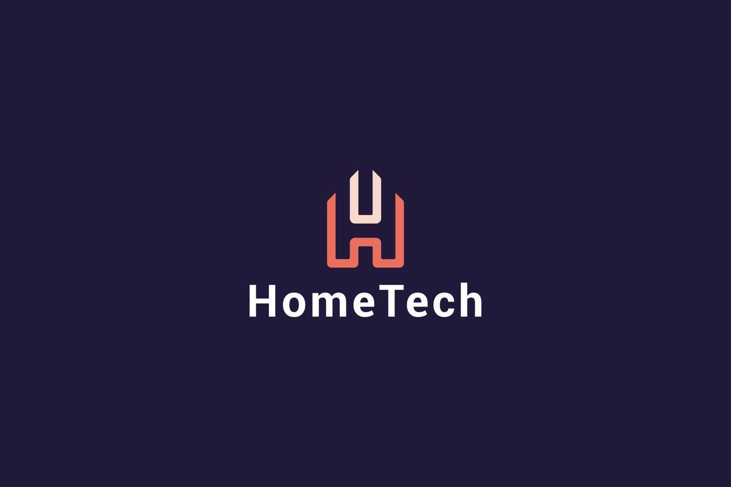 brief h modern lijn kunst technologisch huis logo vector