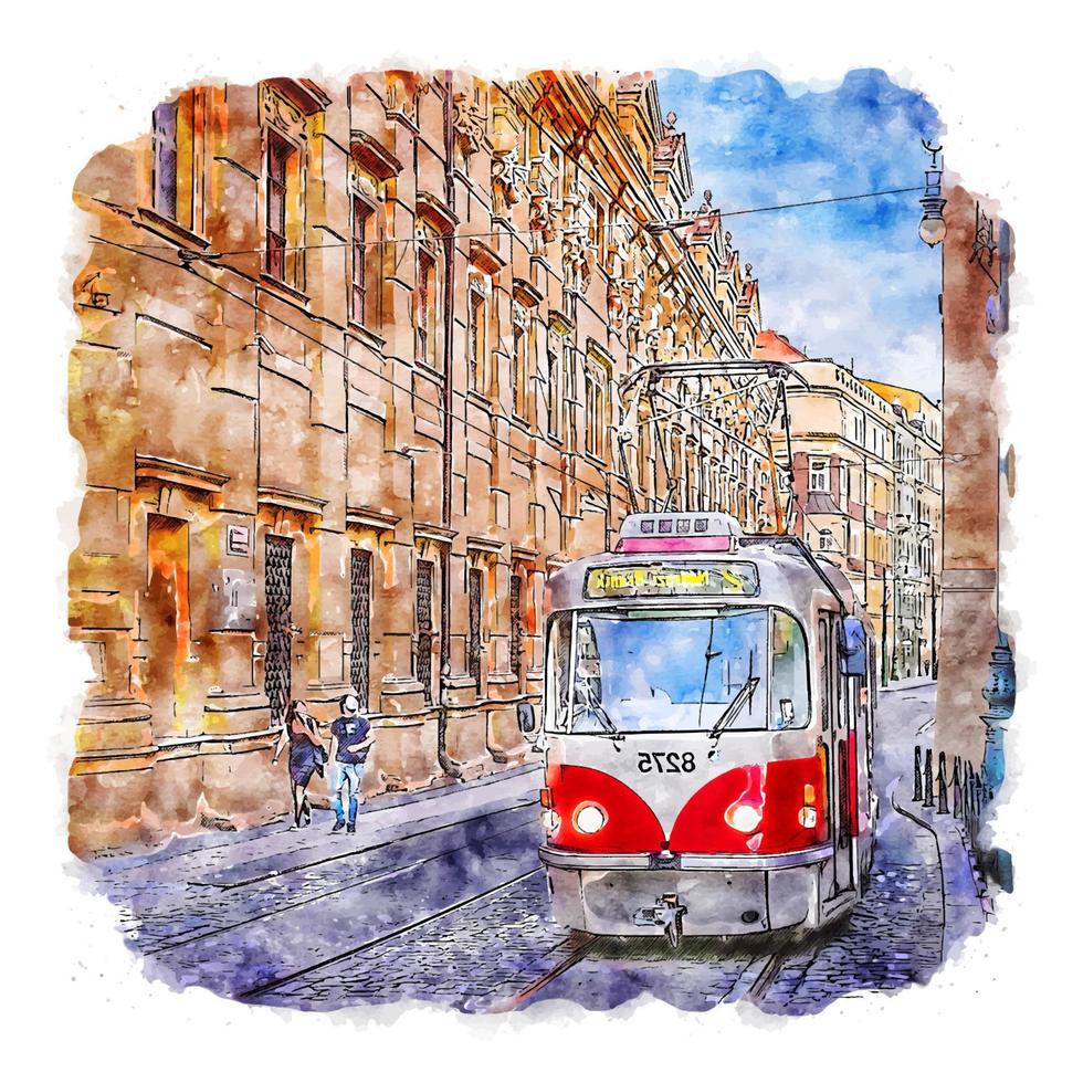 praag tsjechische republiek aquarel schets hand getekende illustratie vector