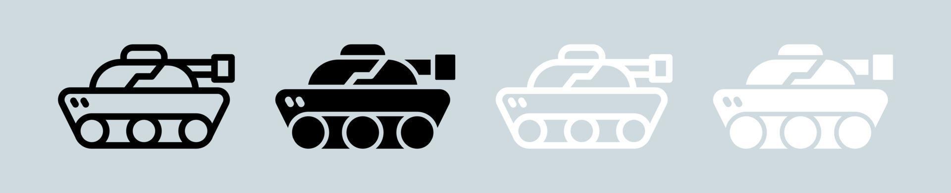 leger tank icoon reeks in zwart en wit. oorlog wapen tekens vector illustratie.