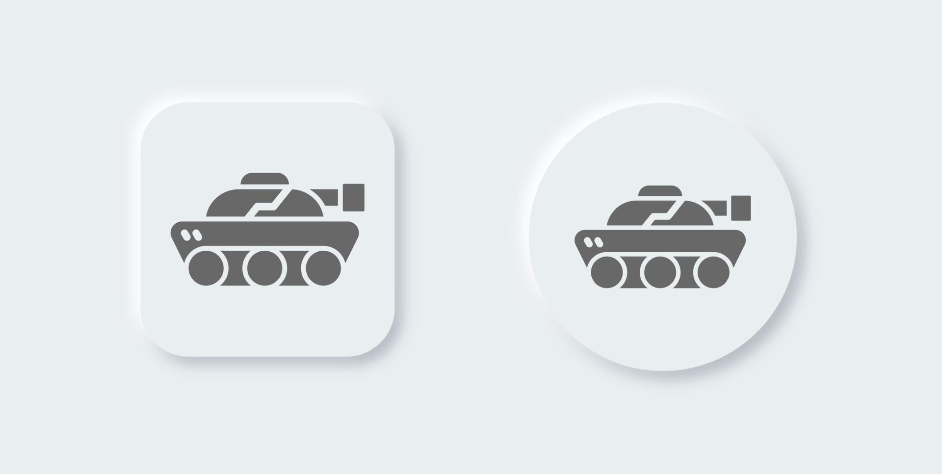leger tank solide icoon in neomorf ontwerp stijl. oorlog wapen tekens vector illustratie.