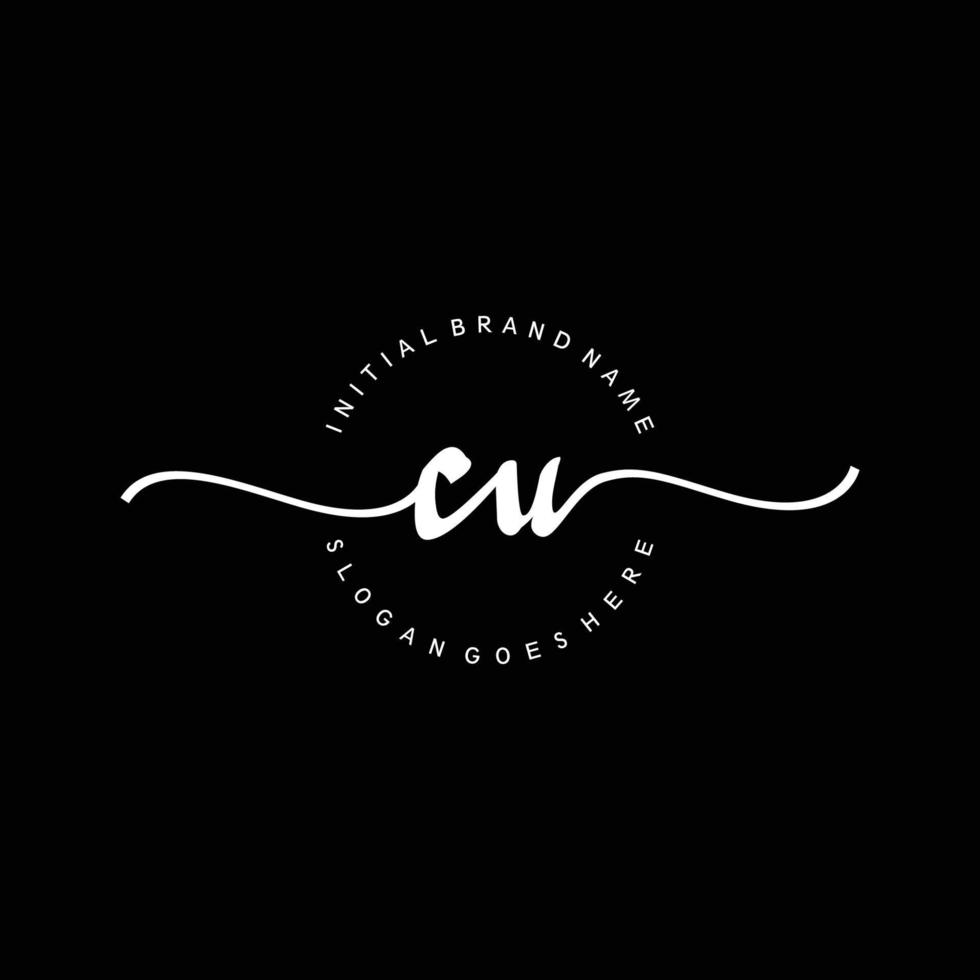 eerste cu handschrift logo sjabloon vector