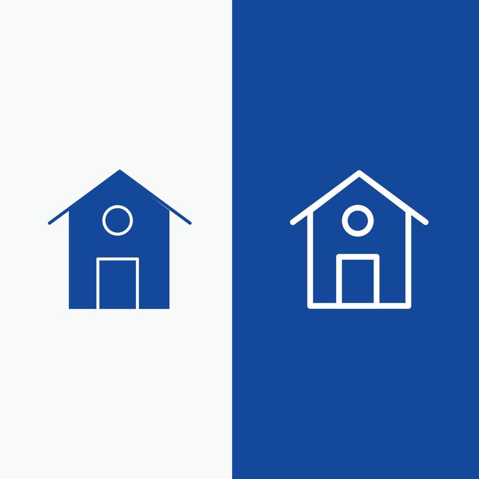 huis huis gebouw lijn en glyph solide icoon blauw banier lijn en glyph solide icoon blauw banier vector