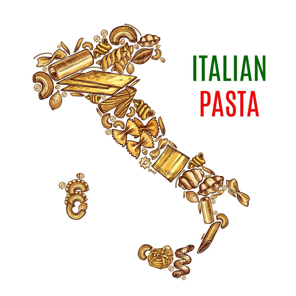 vector Italiaans kaart pasta schetsen poster