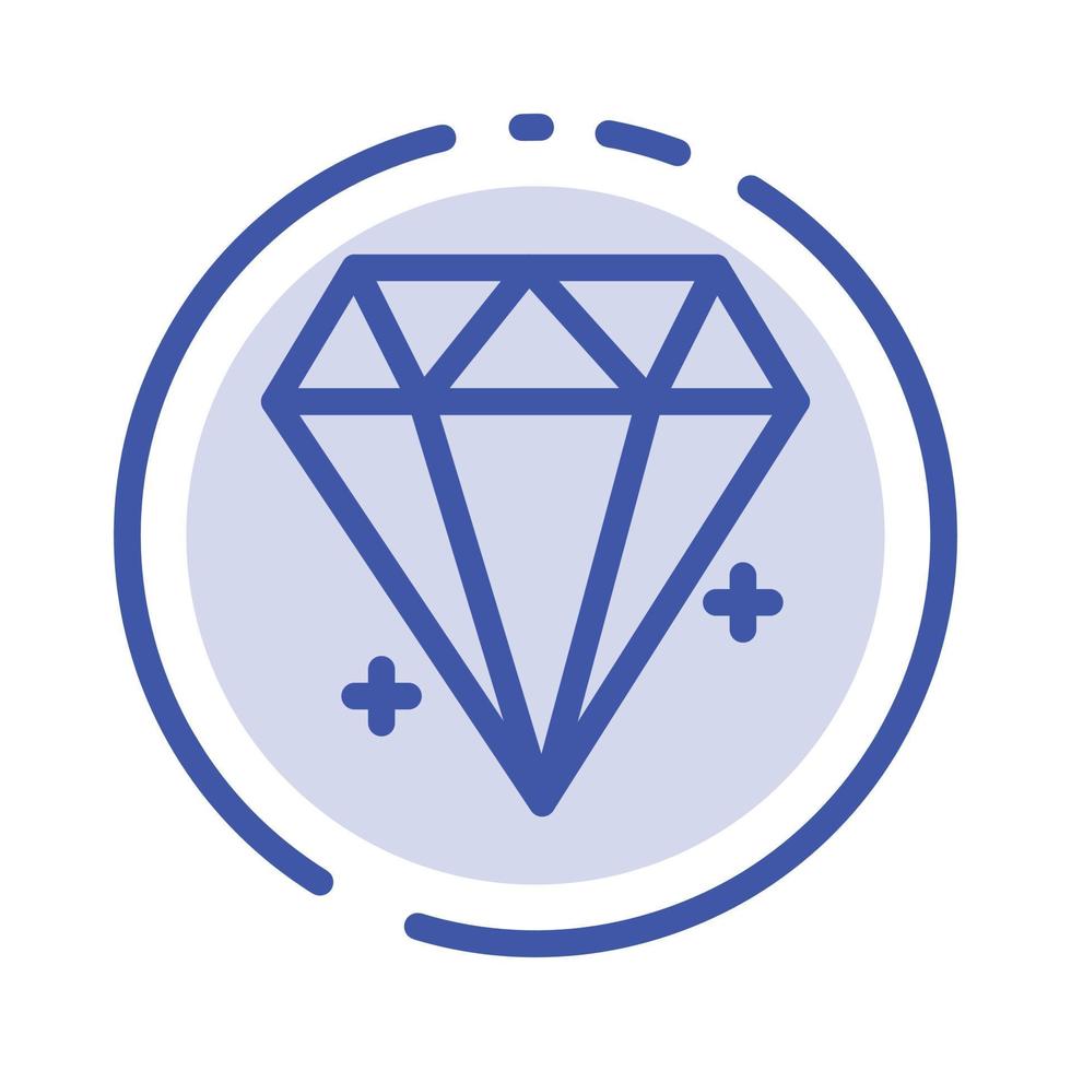 diamant ecommerce sieraden juweel blauw stippel lijn lijn icoon vector