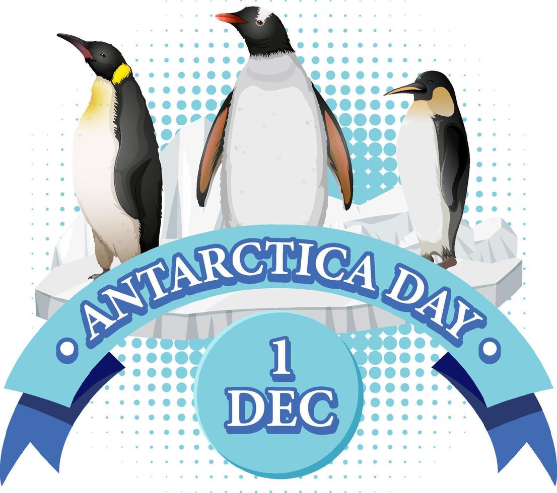 antarctica dag tekst met pinguïn vector