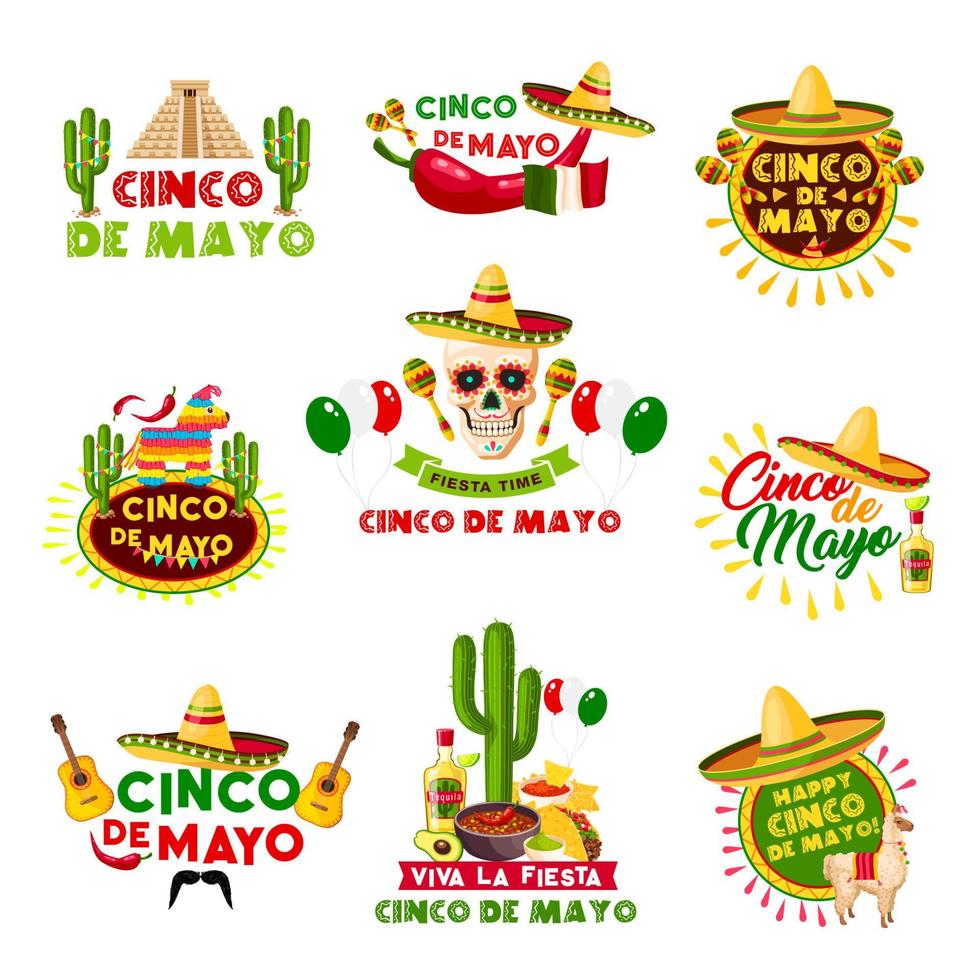 Mexicaans cinco de mayo vakantie vector Mexico pictogrammen