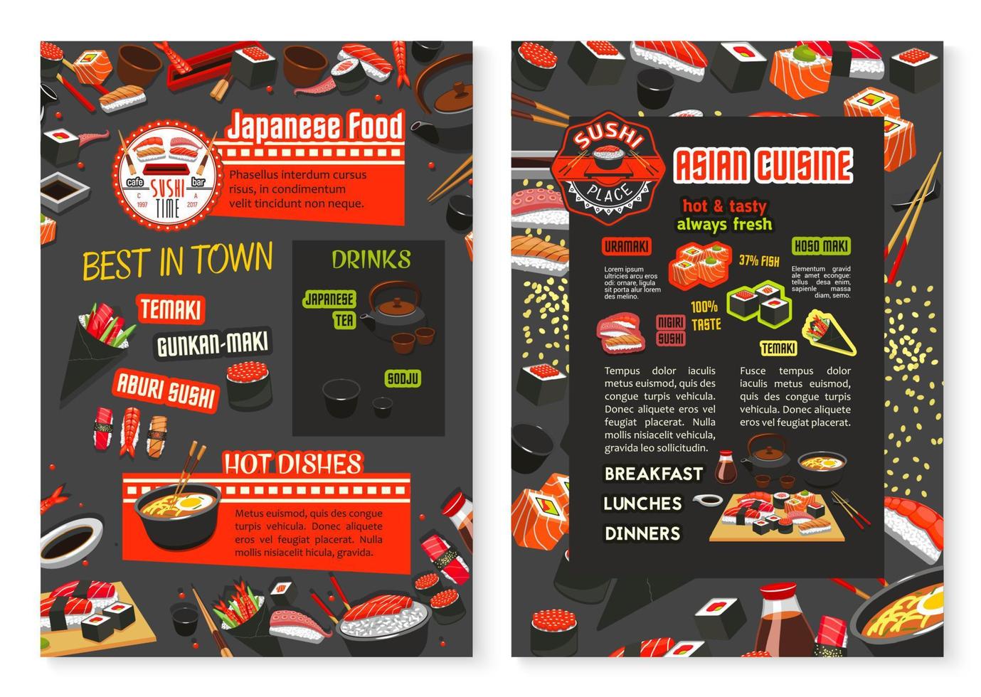 vector Japans keuken Aziatisch voedsel menu poster