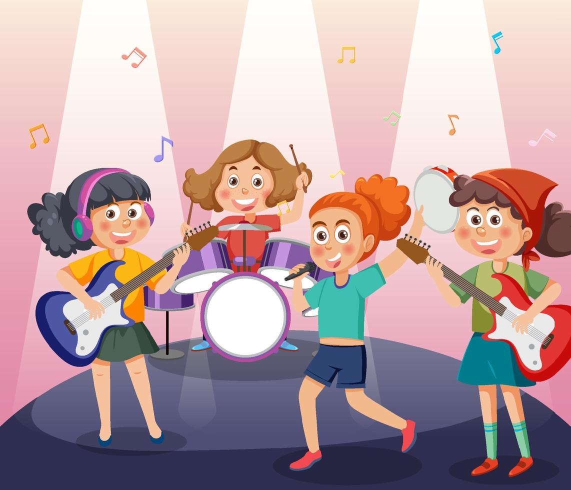 kinderen muziek- band spelen muziek- instrument vector