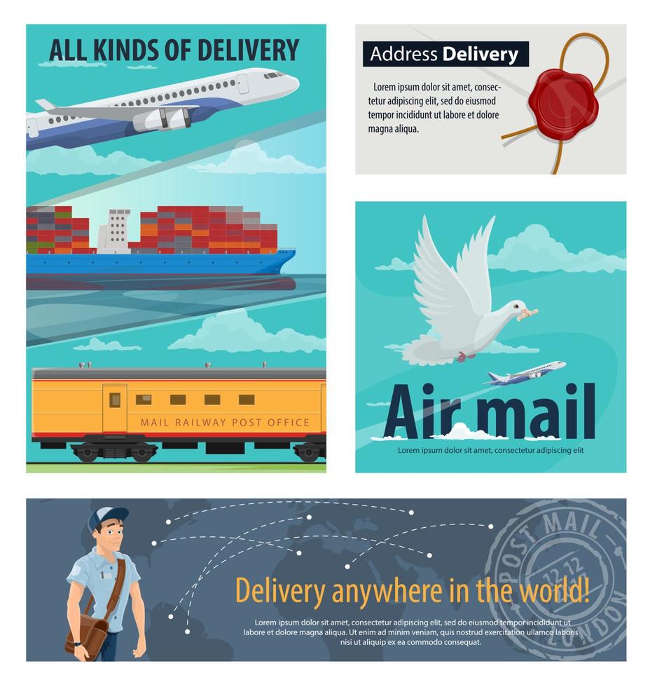 mail levering kaart van post onderhoud vervoer vector