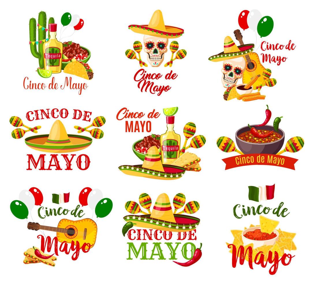 etiketten reeks voor cinco de mayo vector