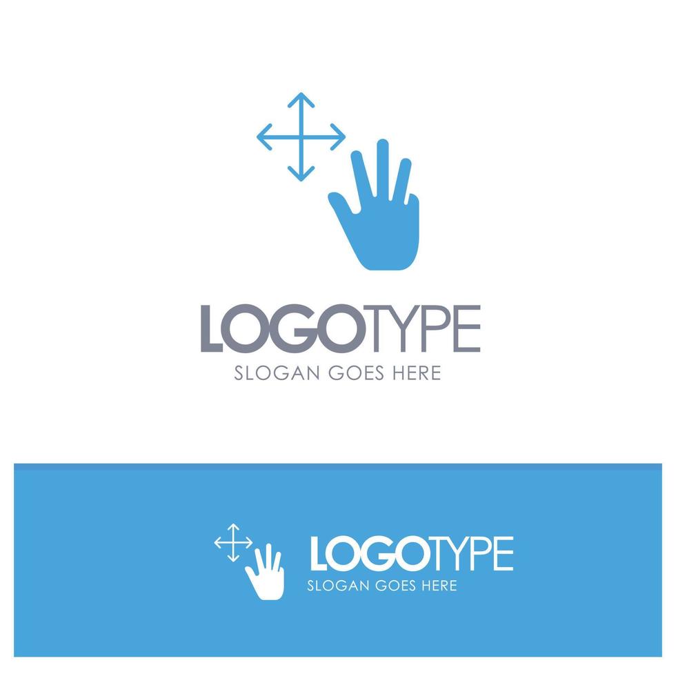 drie vinger gebaren houden blauw solide logo met plaats voor slogan vector