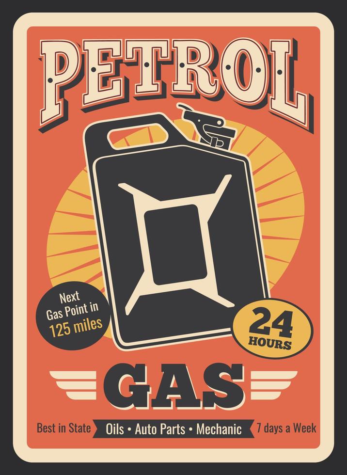 vector retro poster van gas- jerrycan