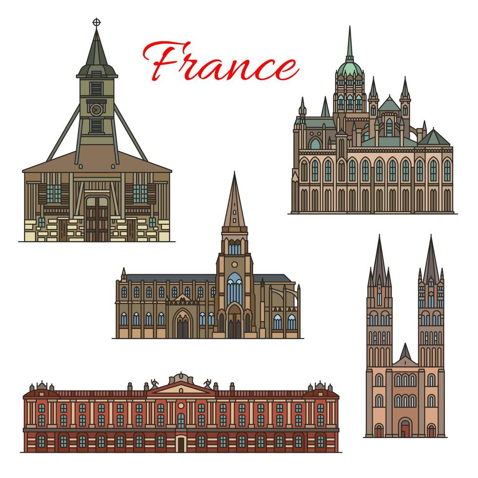 Frankrijk reizen oriëntatiepunten vector facade gebouwen