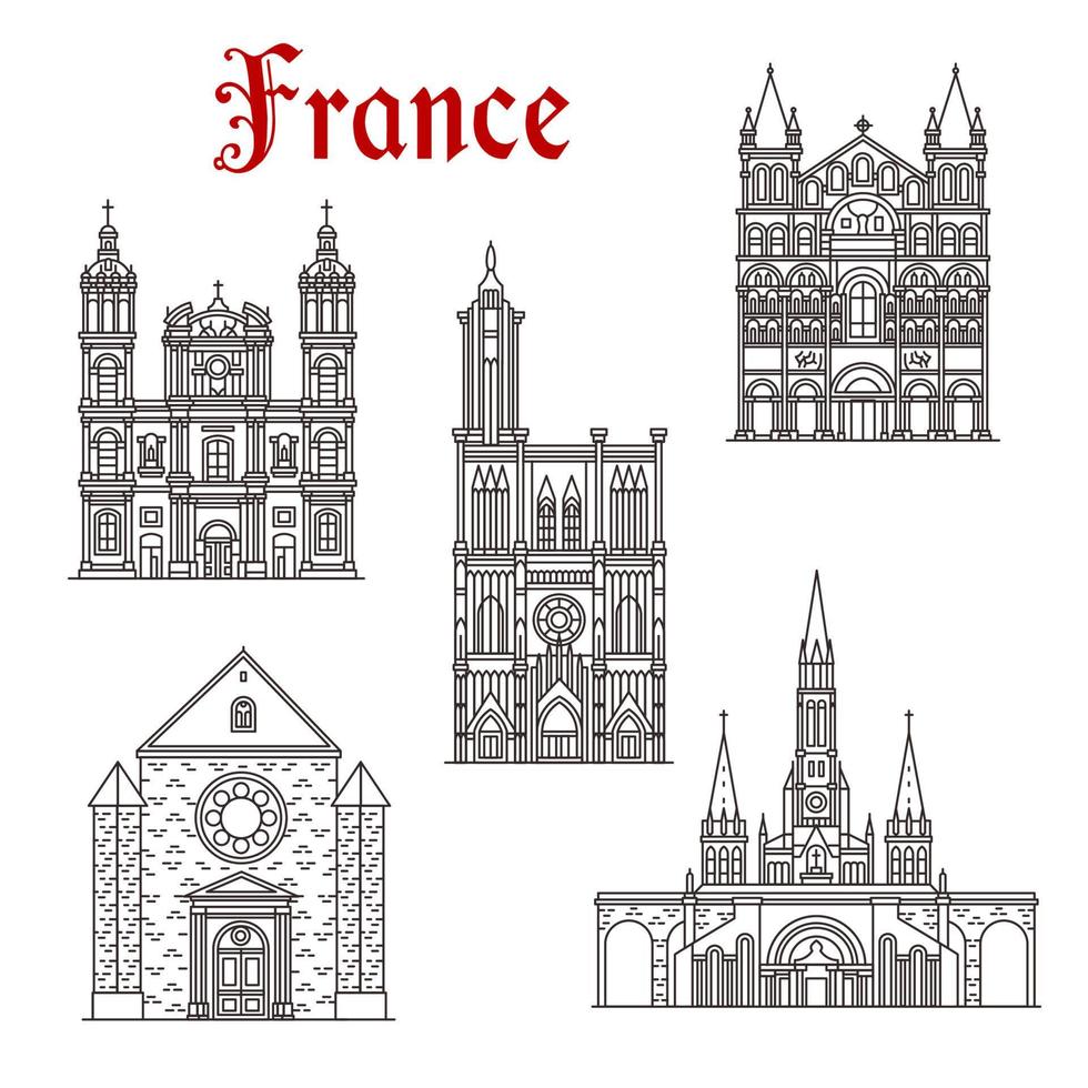 Frans reizen mijlpaal icoon van religieus gebouw vector