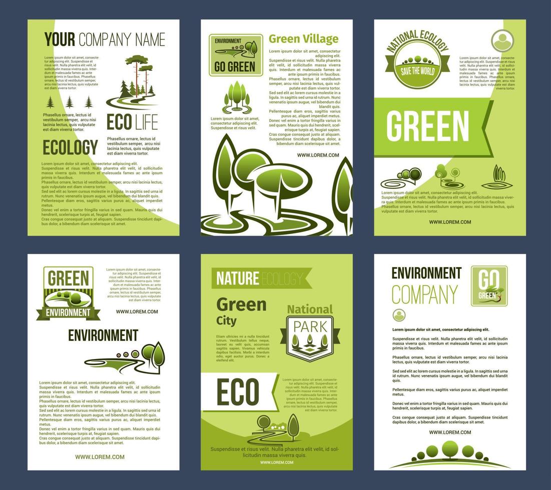 ecologie, groen stad, eco bedrijf poster sjabloon vector