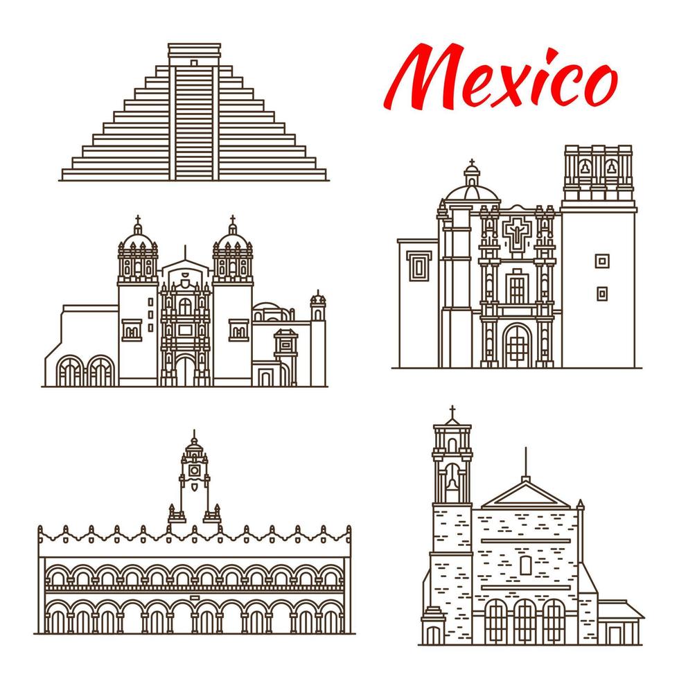 reizen mijlpaal van oude Mexico lineair icoon vector