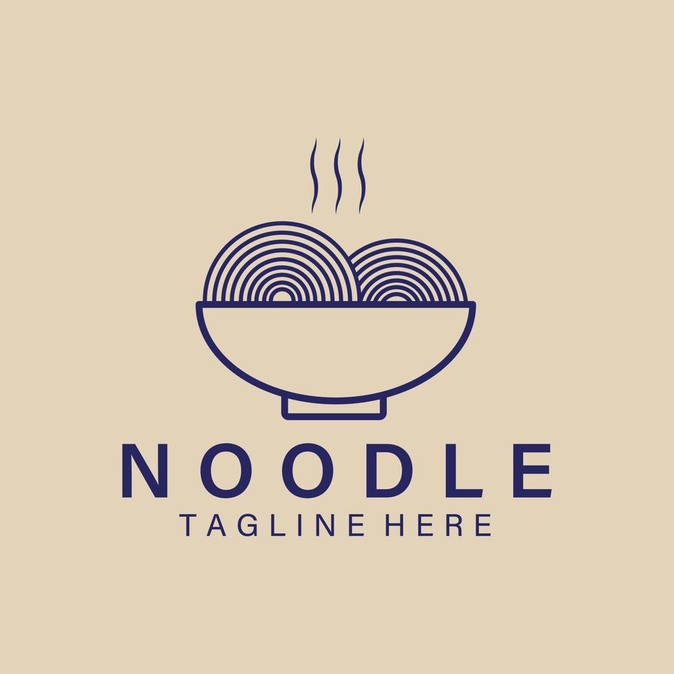 noodle lijn kunst logo, icoon en symbool, vector illustratie ontwerp