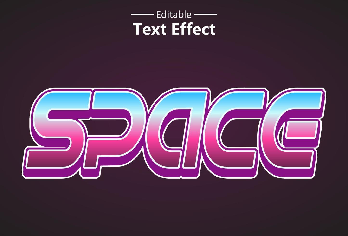 ruimteteksteffect met paarse kleur bewerkbaar voor logo. vector